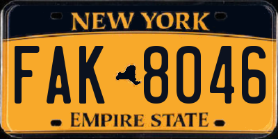 NY license plate FAK8046