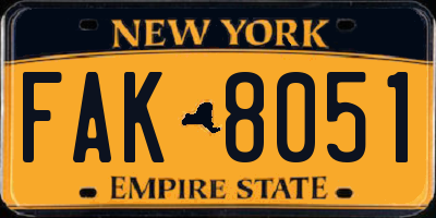 NY license plate FAK8051