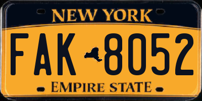 NY license plate FAK8052