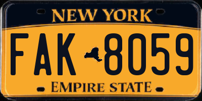 NY license plate FAK8059