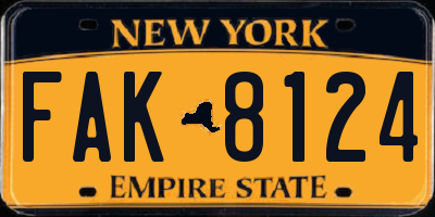 NY license plate FAK8124