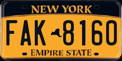 NY license plate FAK8160