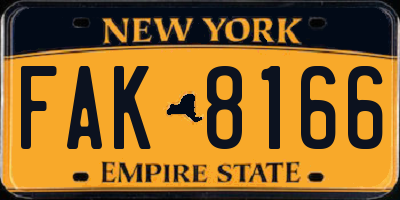 NY license plate FAK8166