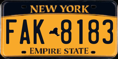 NY license plate FAK8183