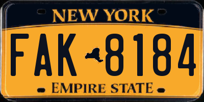 NY license plate FAK8184