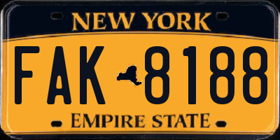NY license plate FAK8188