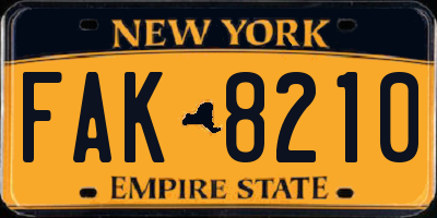 NY license plate FAK8210
