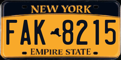 NY license plate FAK8215