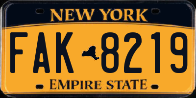 NY license plate FAK8219