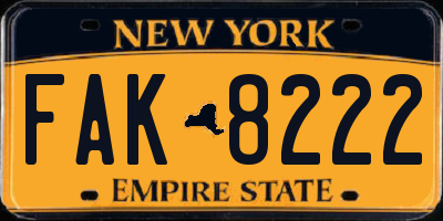 NY license plate FAK8222