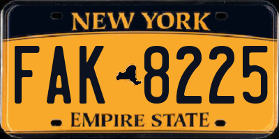 NY license plate FAK8225