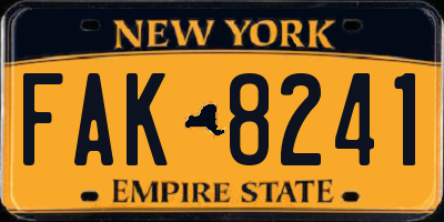 NY license plate FAK8241