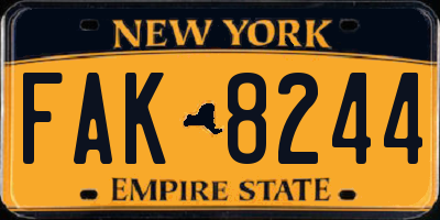 NY license plate FAK8244