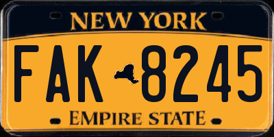 NY license plate FAK8245