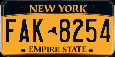 NY license plate FAK8254