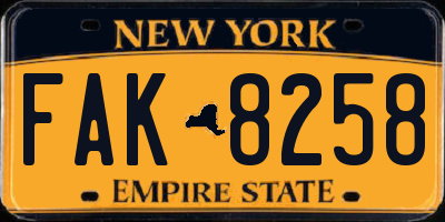 NY license plate FAK8258