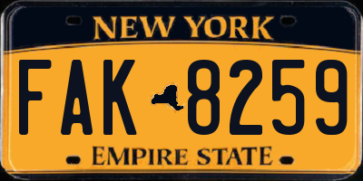 NY license plate FAK8259