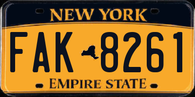 NY license plate FAK8261