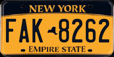 NY license plate FAK8262