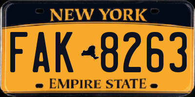 NY license plate FAK8263