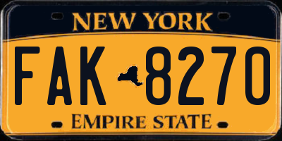 NY license plate FAK8270