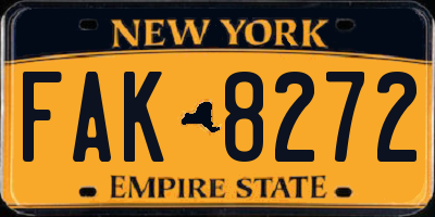 NY license plate FAK8272