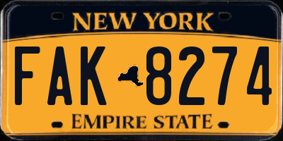 NY license plate FAK8274