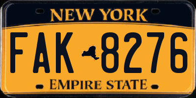 NY license plate FAK8276