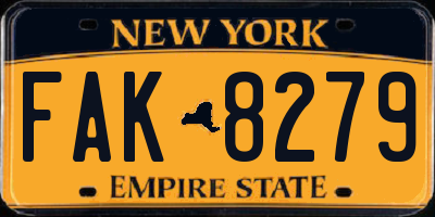 NY license plate FAK8279