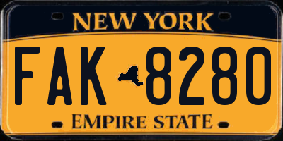 NY license plate FAK8280