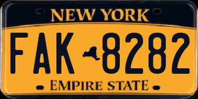 NY license plate FAK8282