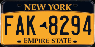 NY license plate FAK8294