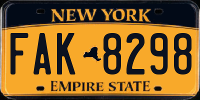 NY license plate FAK8298