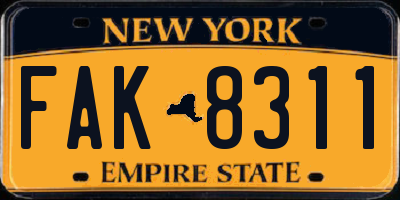 NY license plate FAK8311