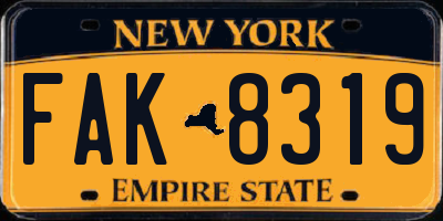 NY license plate FAK8319