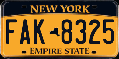 NY license plate FAK8325