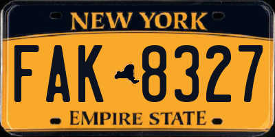 NY license plate FAK8327