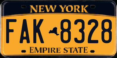 NY license plate FAK8328