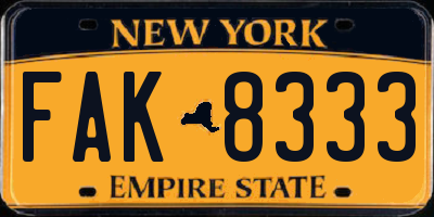 NY license plate FAK8333