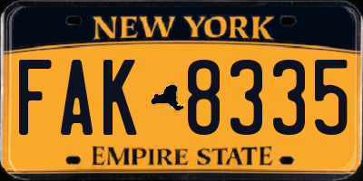 NY license plate FAK8335