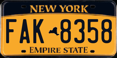NY license plate FAK8358