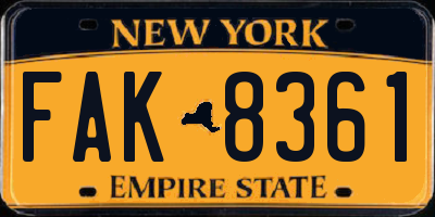 NY license plate FAK8361
