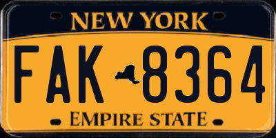 NY license plate FAK8364