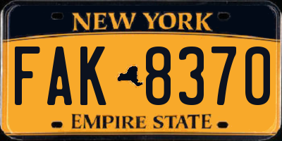 NY license plate FAK8370