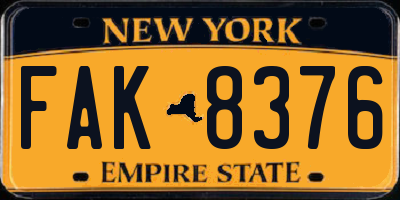 NY license plate FAK8376