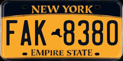 NY license plate FAK8380
