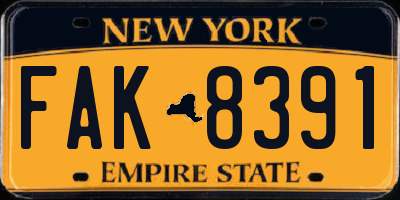 NY license plate FAK8391