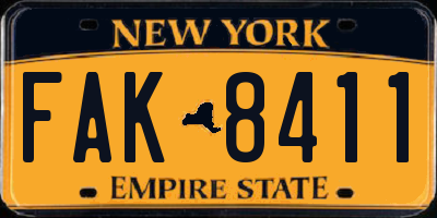 NY license plate FAK8411