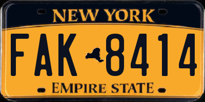 NY license plate FAK8414