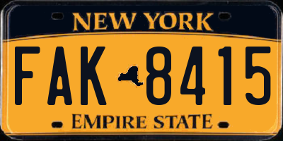 NY license plate FAK8415